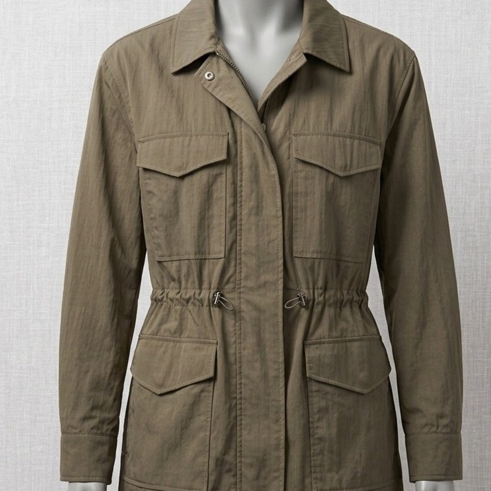 Lou & Grey Womens Olive Green Water Resistant Utility Cargo Jacket Full Zip S